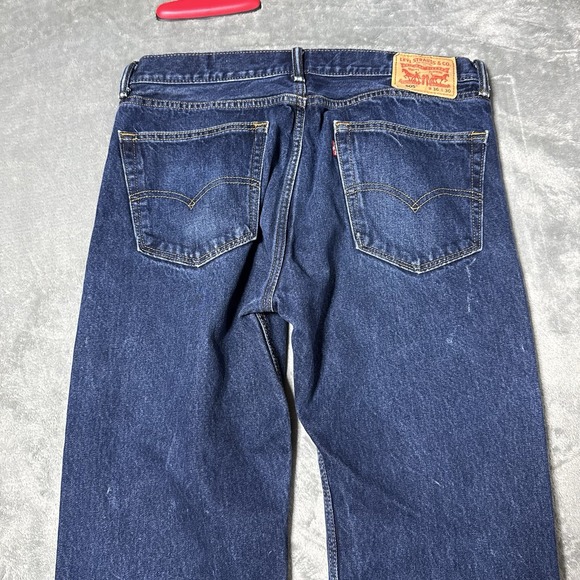 Levis 505 Jeans Mens 36x30 (36x23.5) Blue Straight Leg Denim Classic Medium Wash - Picture 7 of 12